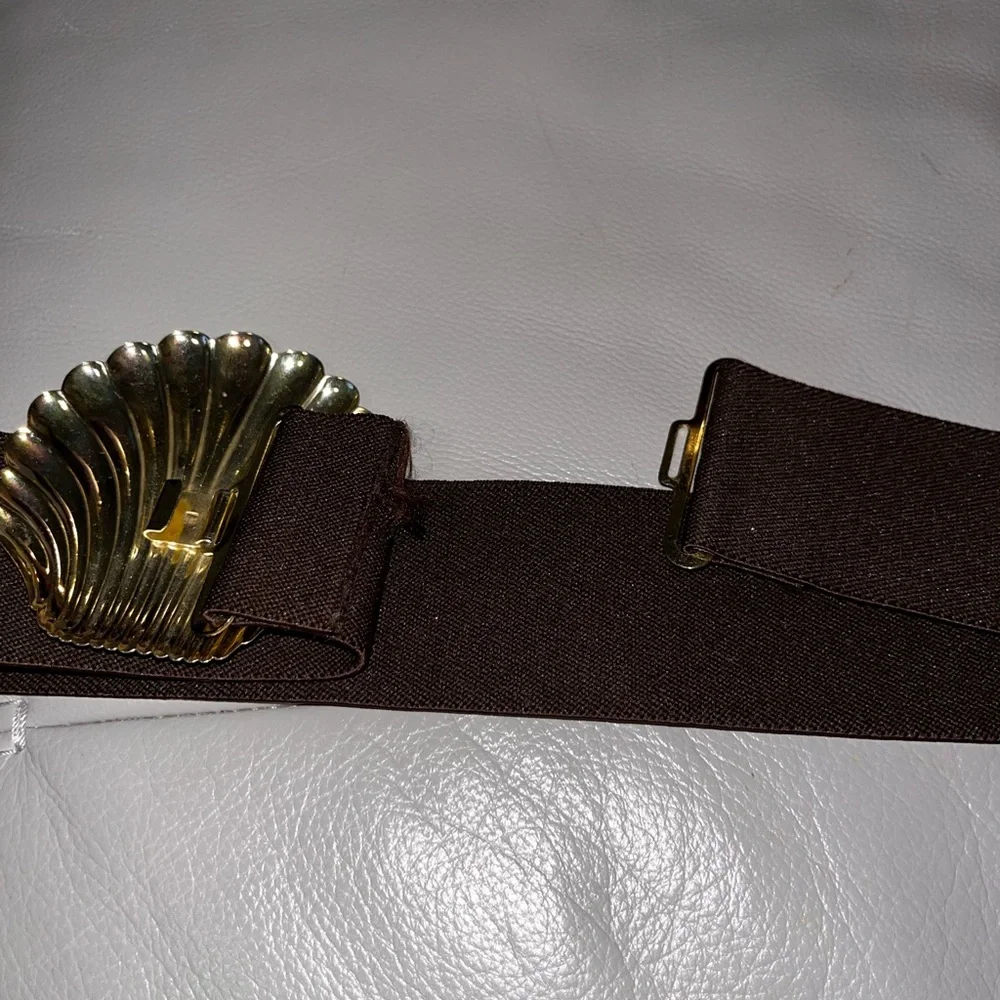 Vintage Metal Seashell Elastic Band Belt 90’s 80’s